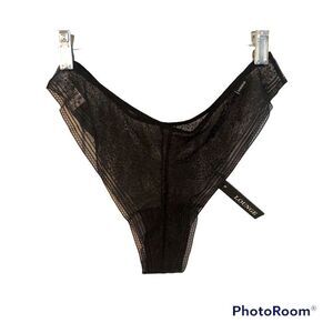 NWT Lace Sexy Black Lounge Thong Panties, Size L